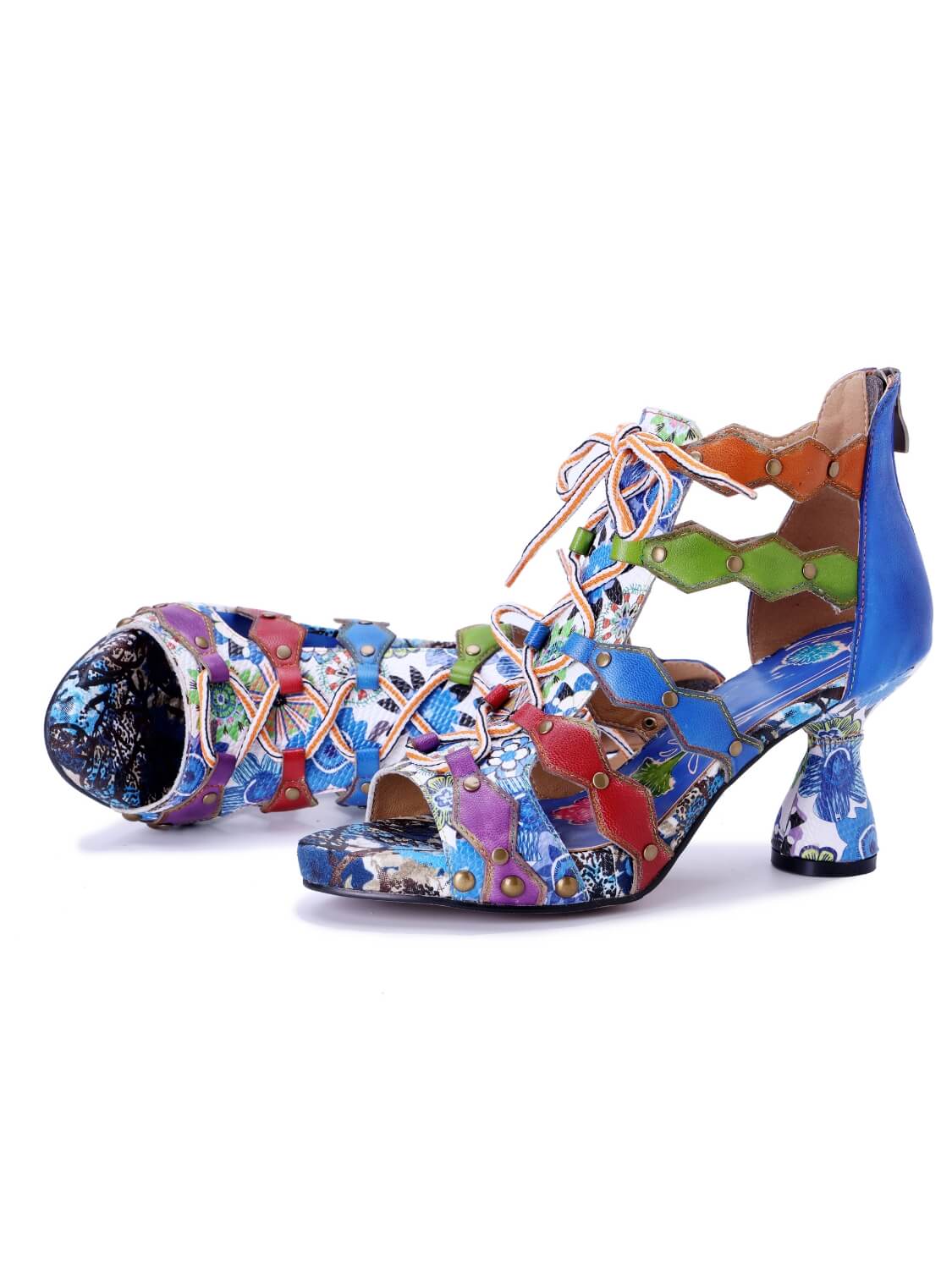 Soffia | Modern Day Color Leather Studded Heels - Image 7