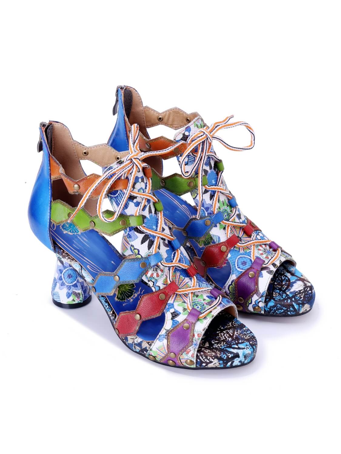 Soffia | Modern Day Color Leather Studded Heels - Image 8