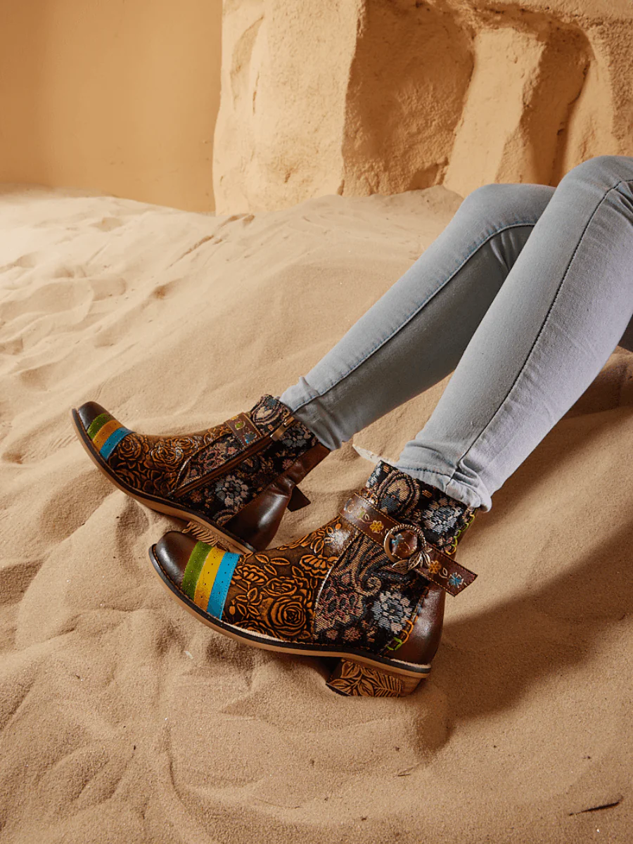 Soffia | Morrison Rose Embossed Leather Combat Boots