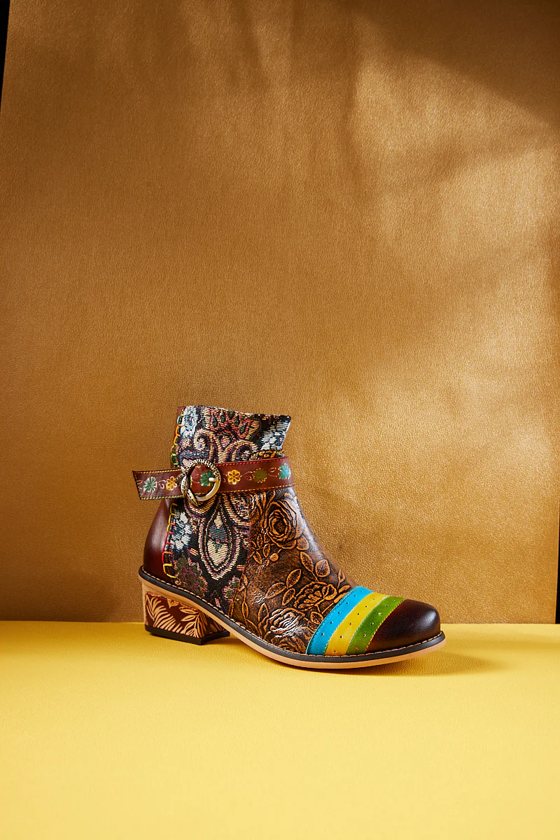 Soffia | Morrison Rose Embossed Leather Combat Boots - Image 10
