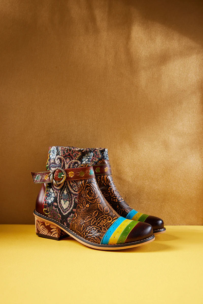 Soffia | Morrison Rose Embossed Leather Combat Boots - Image 11
