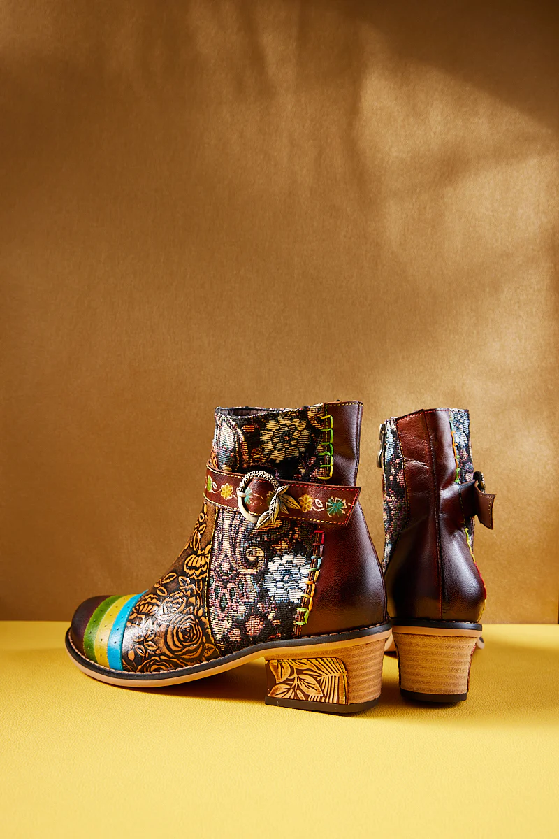 Soffia | Morrison Rose Embossed Leather Combat Boots - Image 12