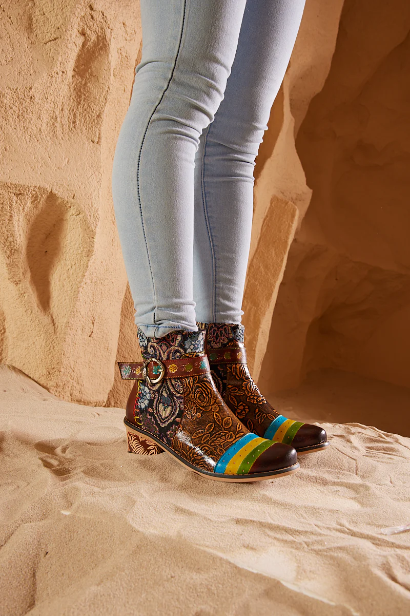 Soffia | Morrison Rose Embossed Leather Combat Boots - Image 3