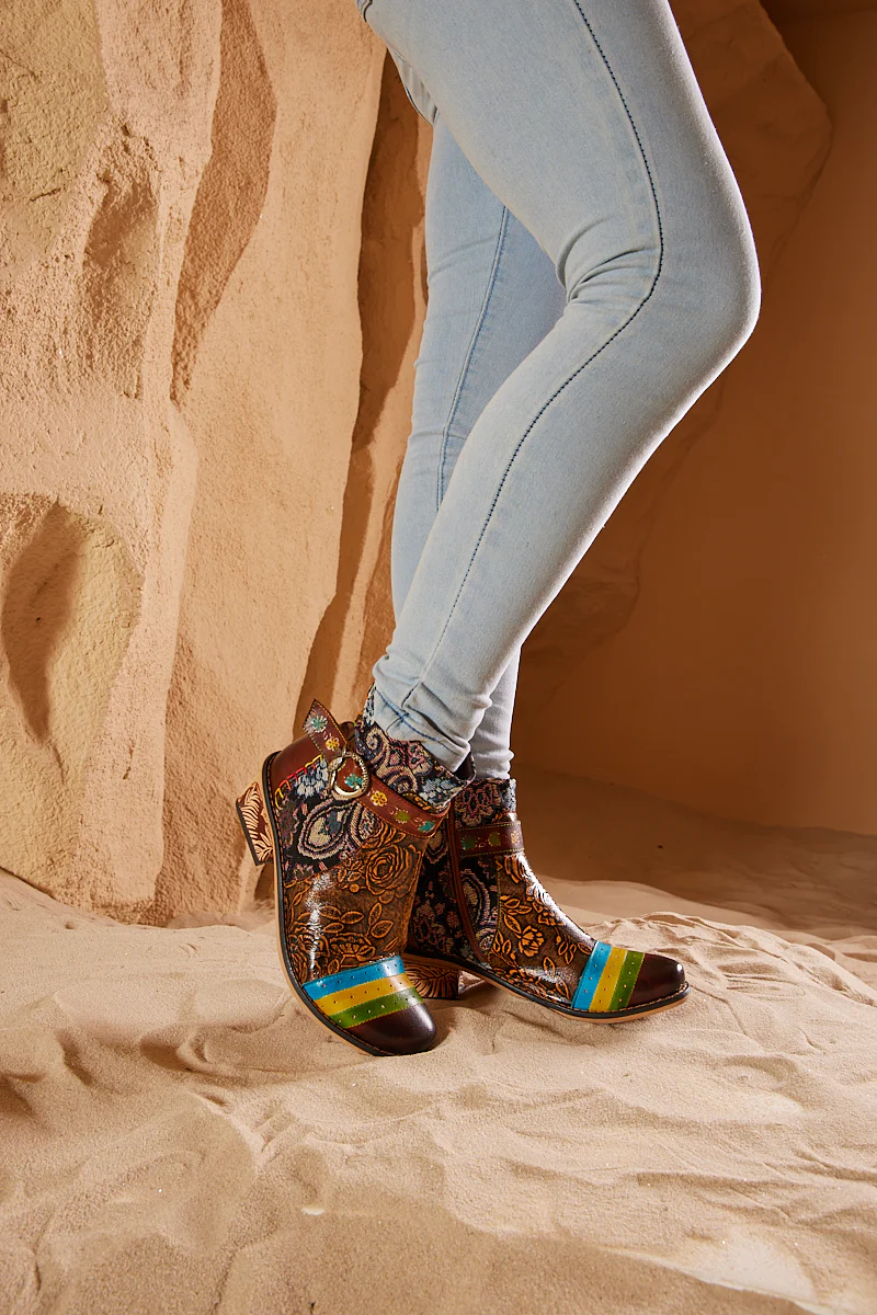 Soffia | Morrison Rose Embossed Leather Combat Boots - Image 4