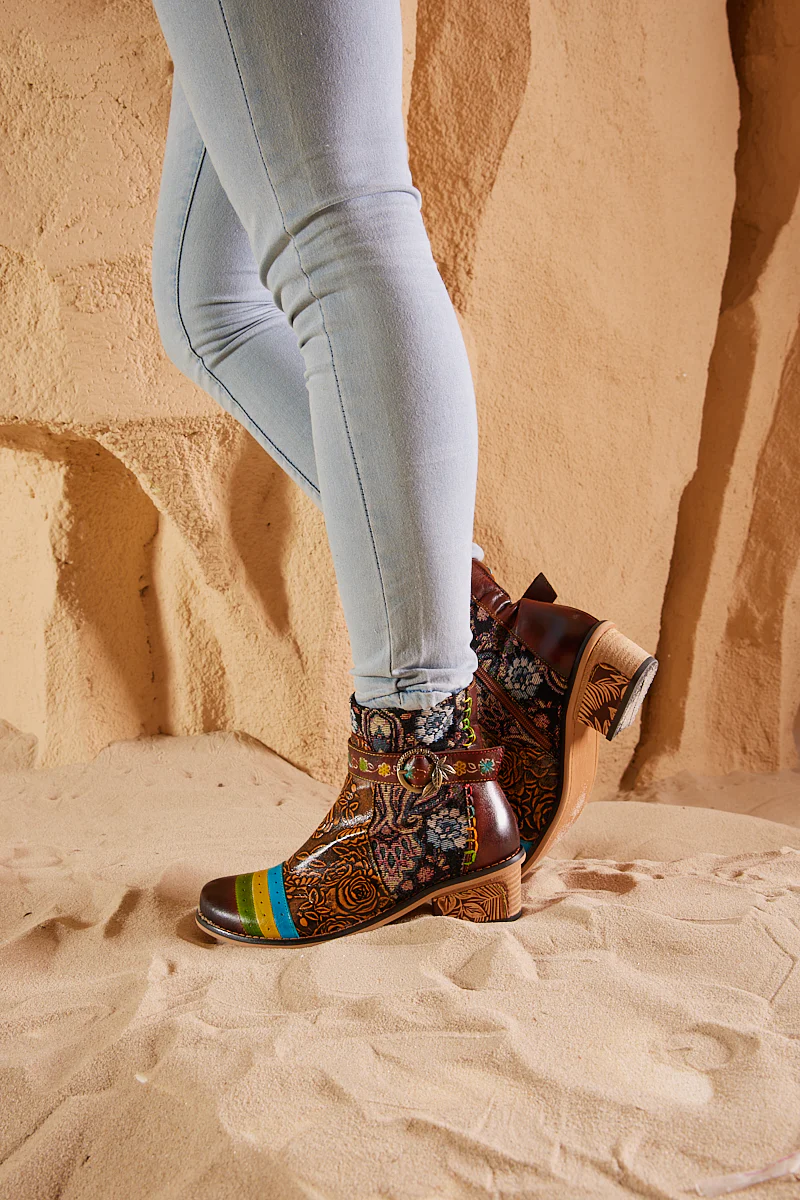 Soffia | Morrison Rose Embossed Leather Combat Boots - Image 6