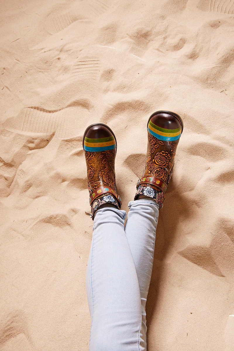 Soffia | Morrison Rose Embossed Leather Combat Boots - Image 7