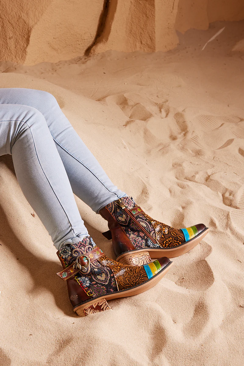 Soffia | Morrison Rose Embossed Leather Combat Boots - Image 8