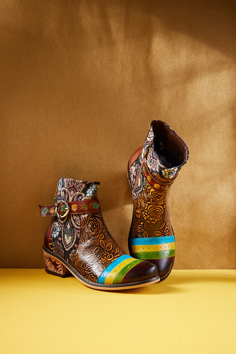 Soffia | Morrison Rose Embossed Leather Combat Boots - Image 9