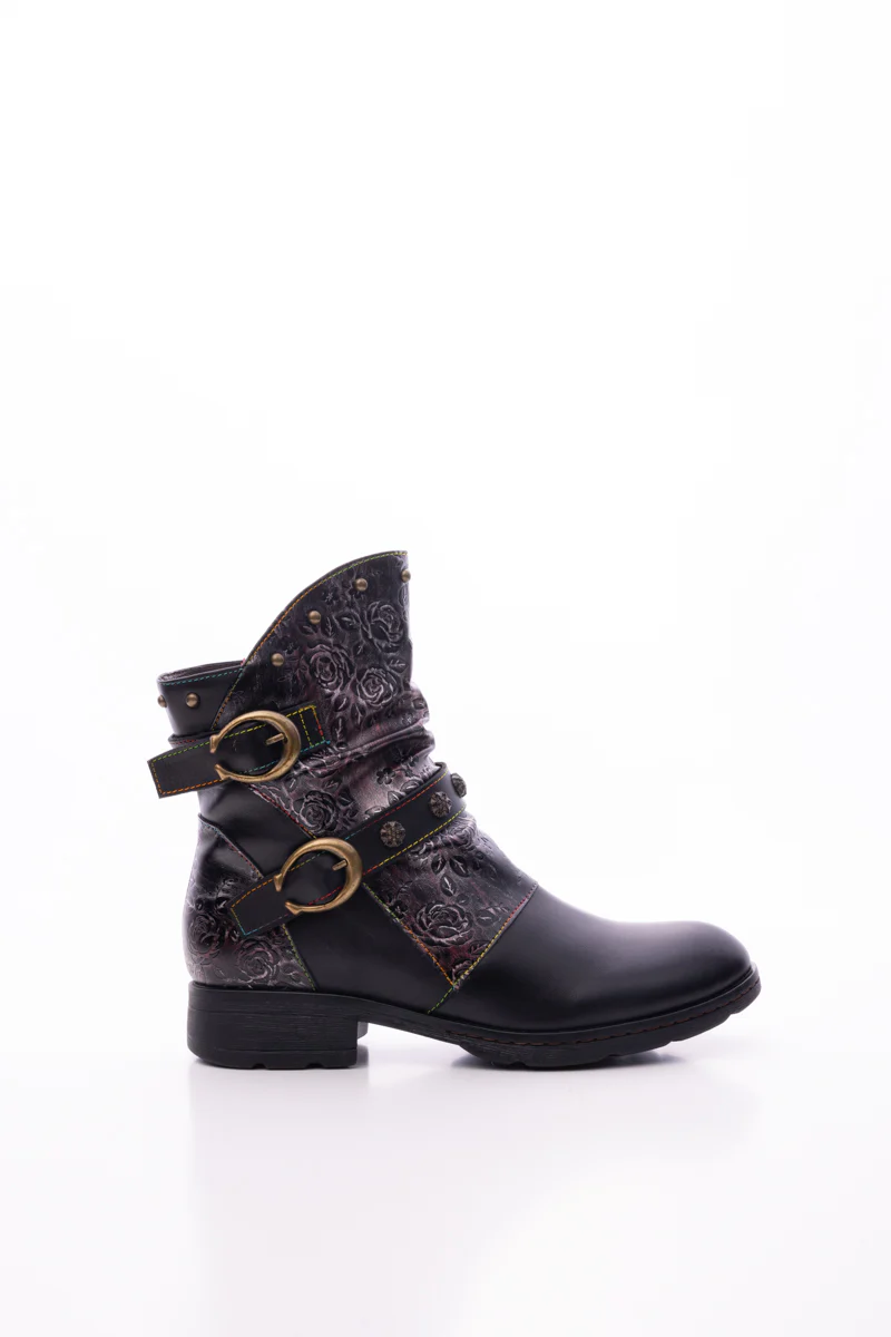Soffia | Nicolette Rivet Stud Leather Moto Boots - Black - Image 9