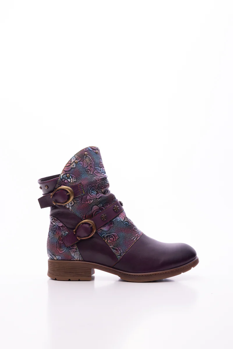 Soffia | Nicolette Rivet Stud Leather Moto Boots - Violet - Image 9