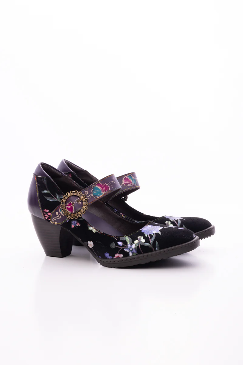 SOFFIA | PALMIRA PLUM BOSSOM PATTERN LEATHER MARY JANE - Image 10