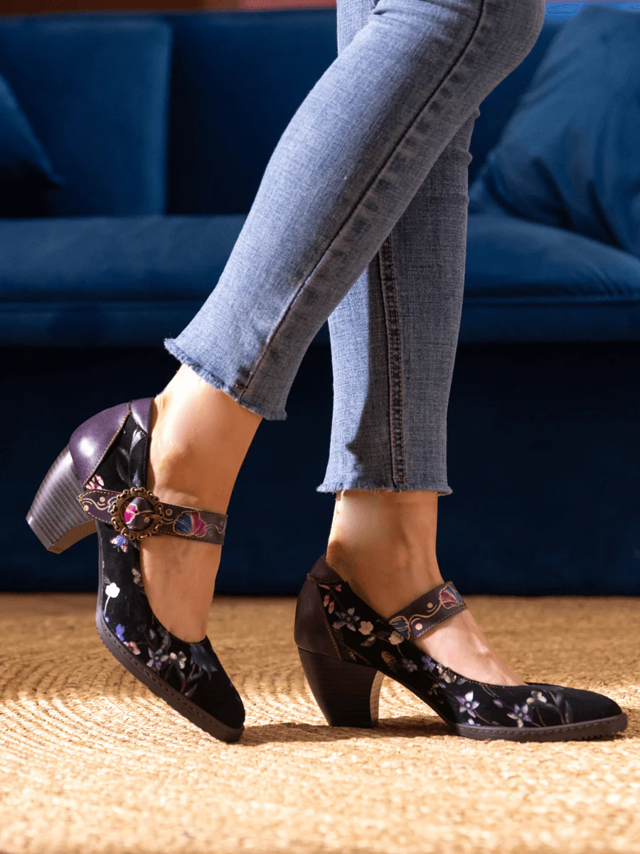 SOFFIA | PALMIRA PLUM BOSSOM PATTERN LEATHER MARY JANE - Image 3