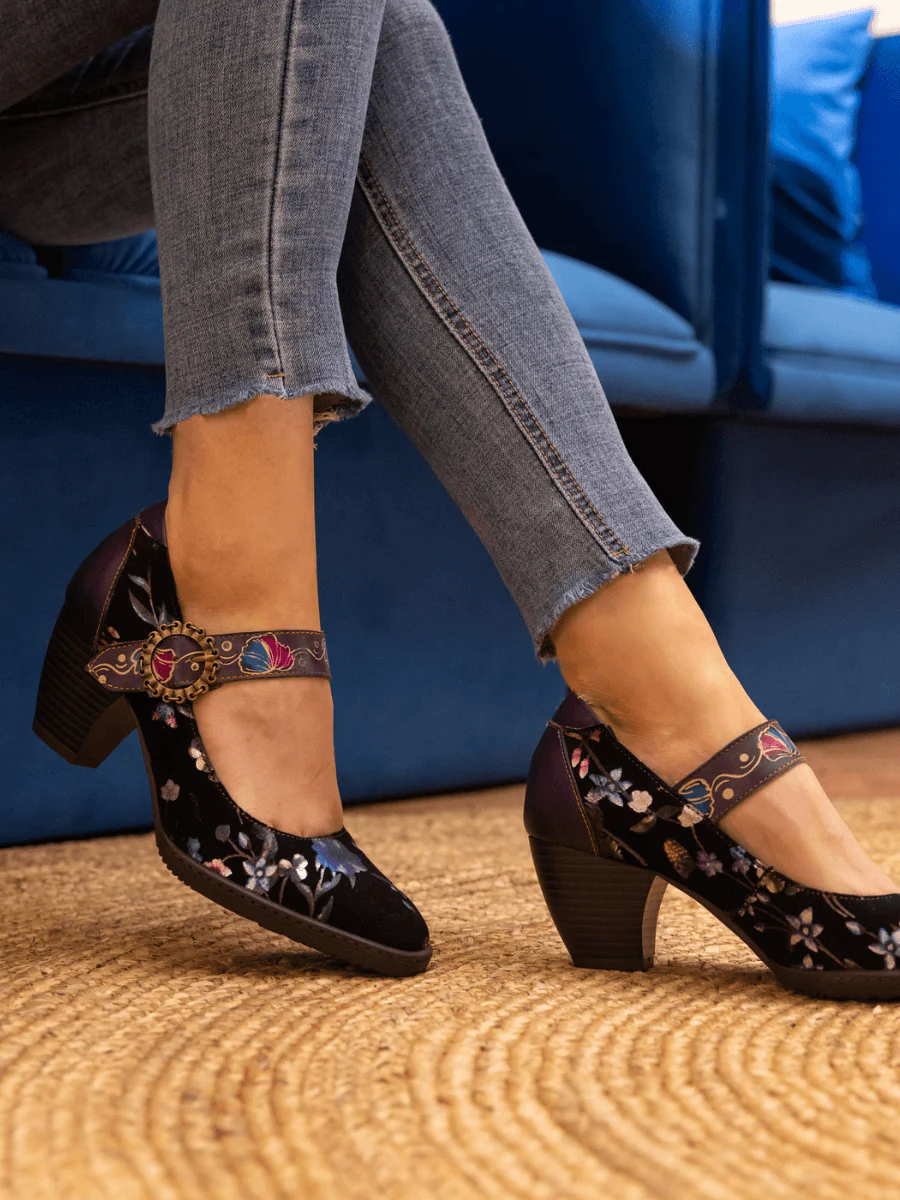SOFFIA | PALMIRA PLUM BOSSOM PATTERN LEATHER MARY JANE - Image 7