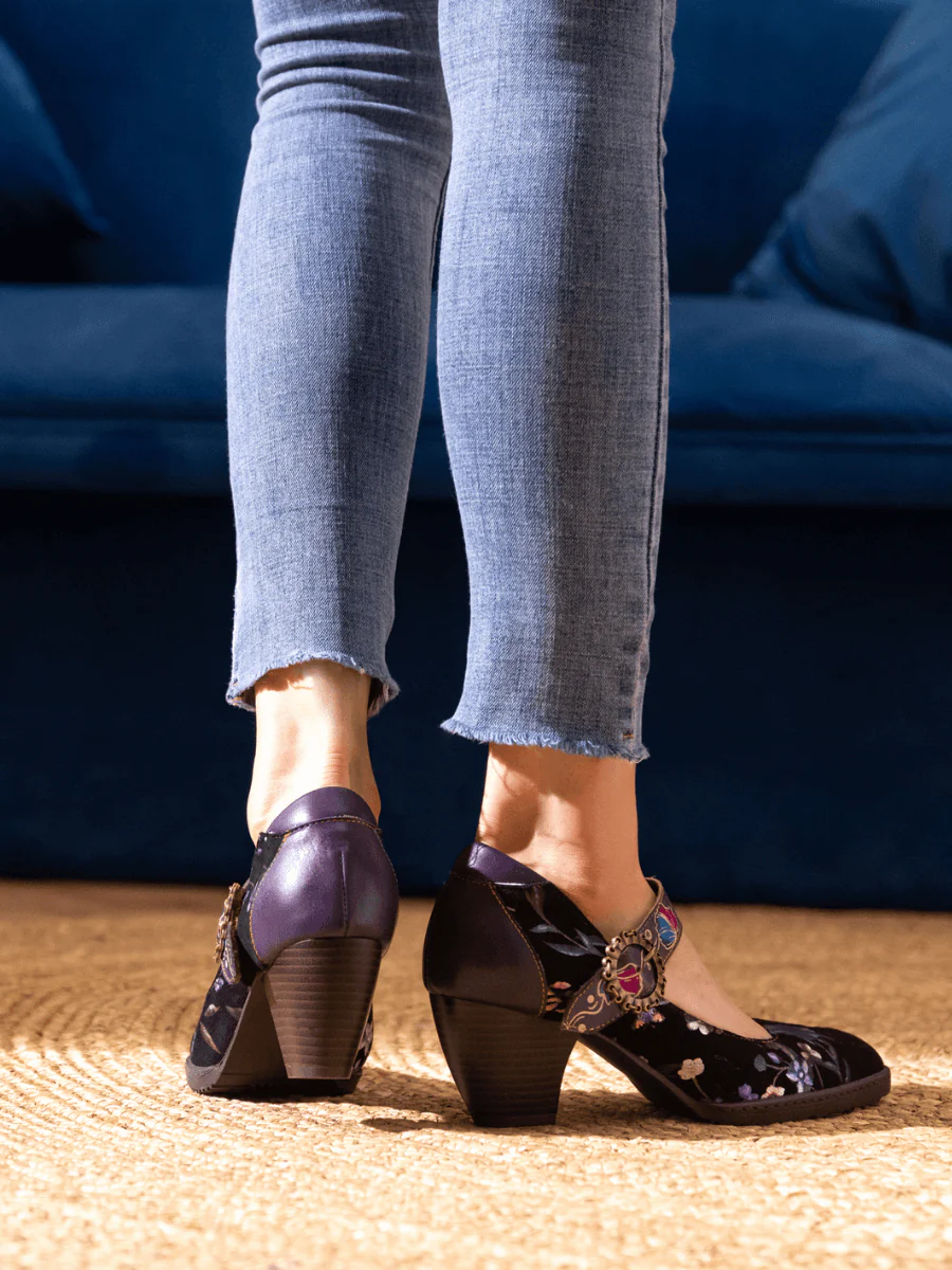 SOFFIA | PALMIRA PLUM BOSSOM PATTERN LEATHER MARY JANE - Image 9