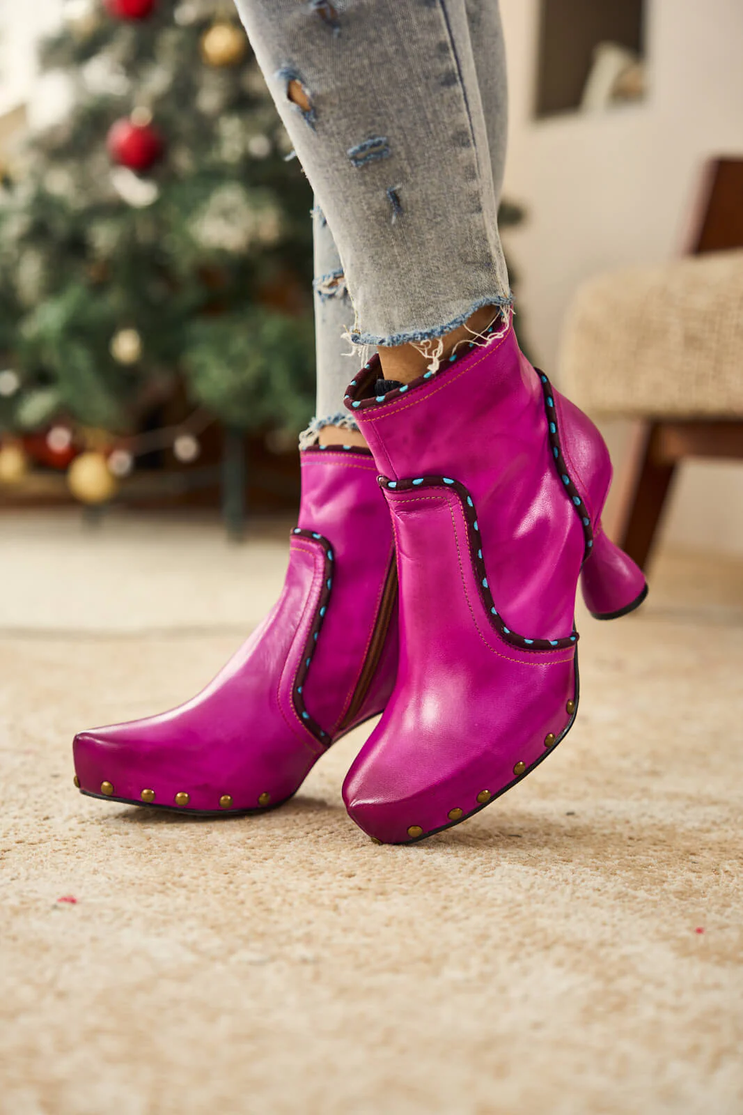 Soffia | Paris Skies Leather Ankle Boots - Image 3