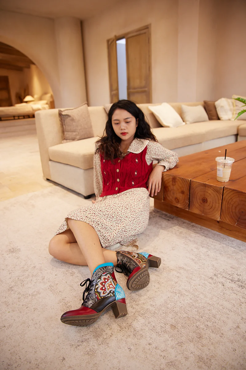 Soffia | Peacock in Bloom Leather Ankle Boots - Image 10