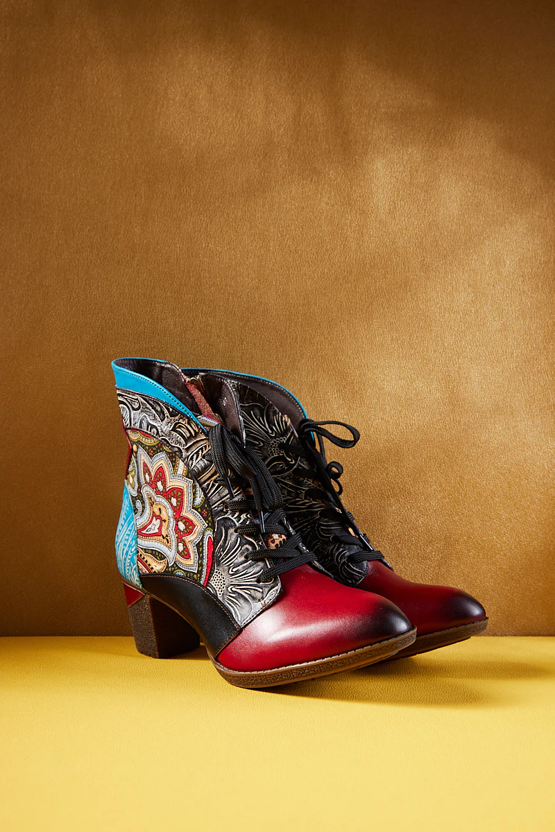 Soffia | Peacock in Bloom Leather Ankle Boots - Image 2