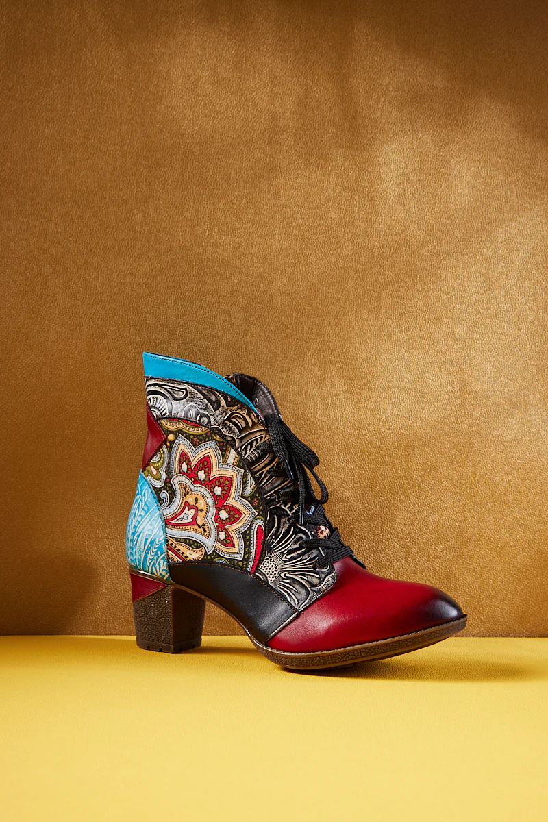 Soffia | Peacock in Bloom Leather Ankle Boots - Image 4