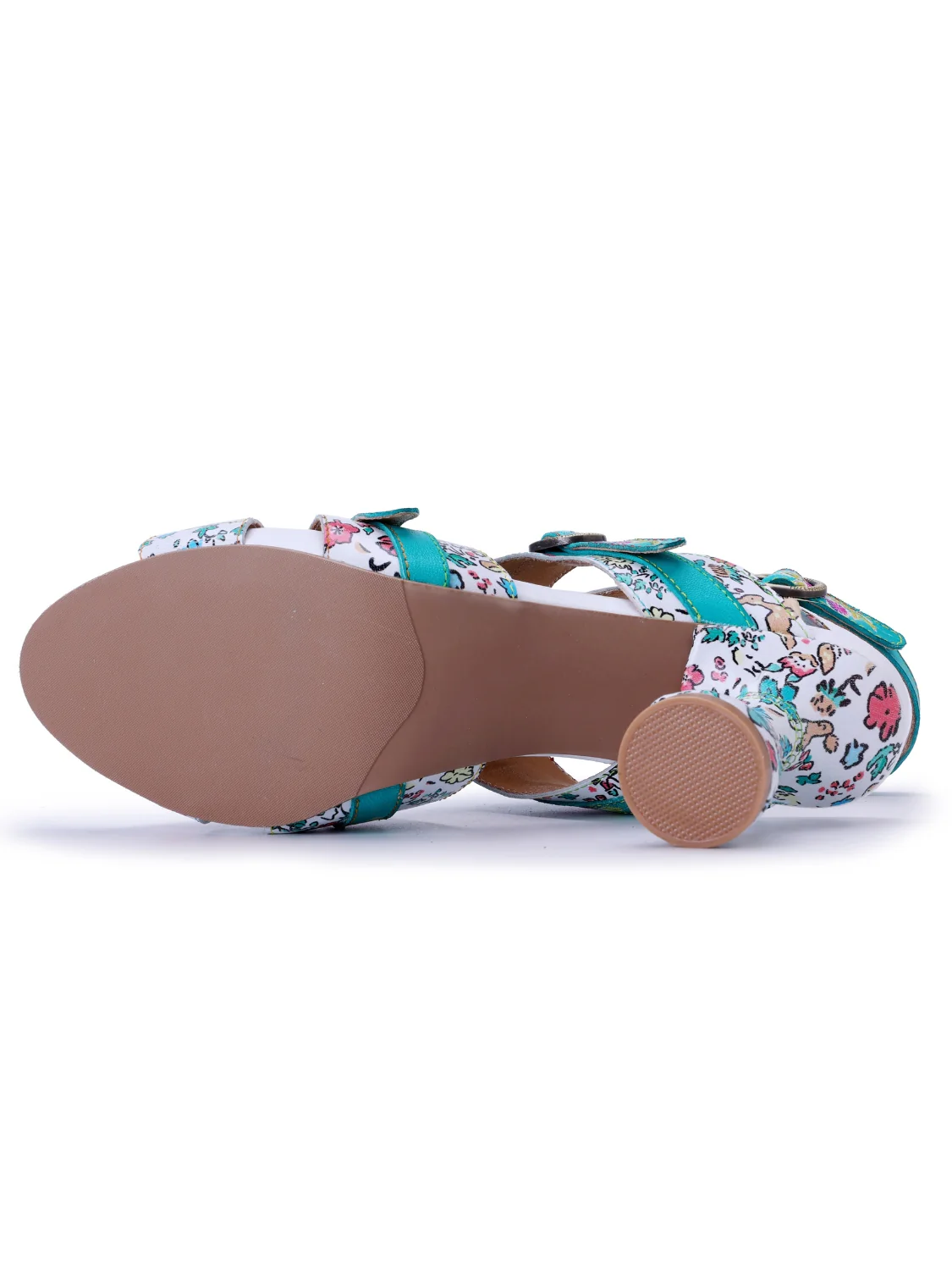 Soffia | Queen Retro Leather Floral Heels - Image 10