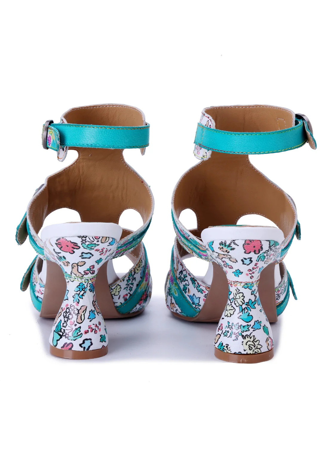 Soffia | Queen Retro Leather Floral Heels - Image 6