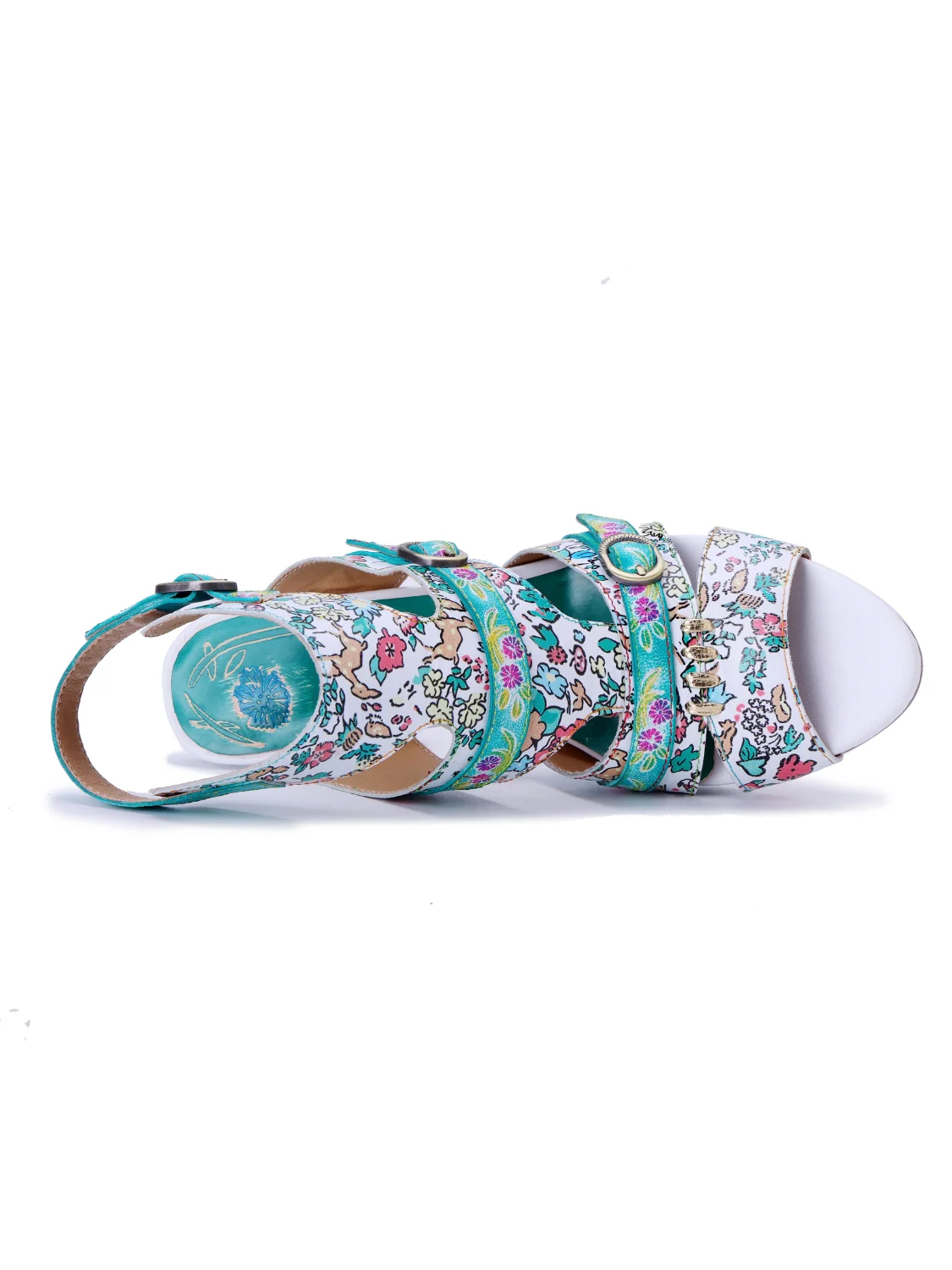 Soffia | Queen Retro Leather Floral Heels - Image 8