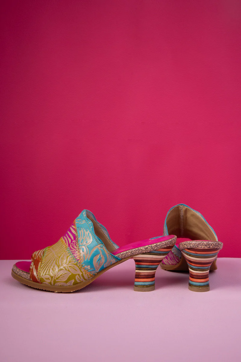 Soffia | Queen Retro Tropical Embossed Leather Sandal - Image 3