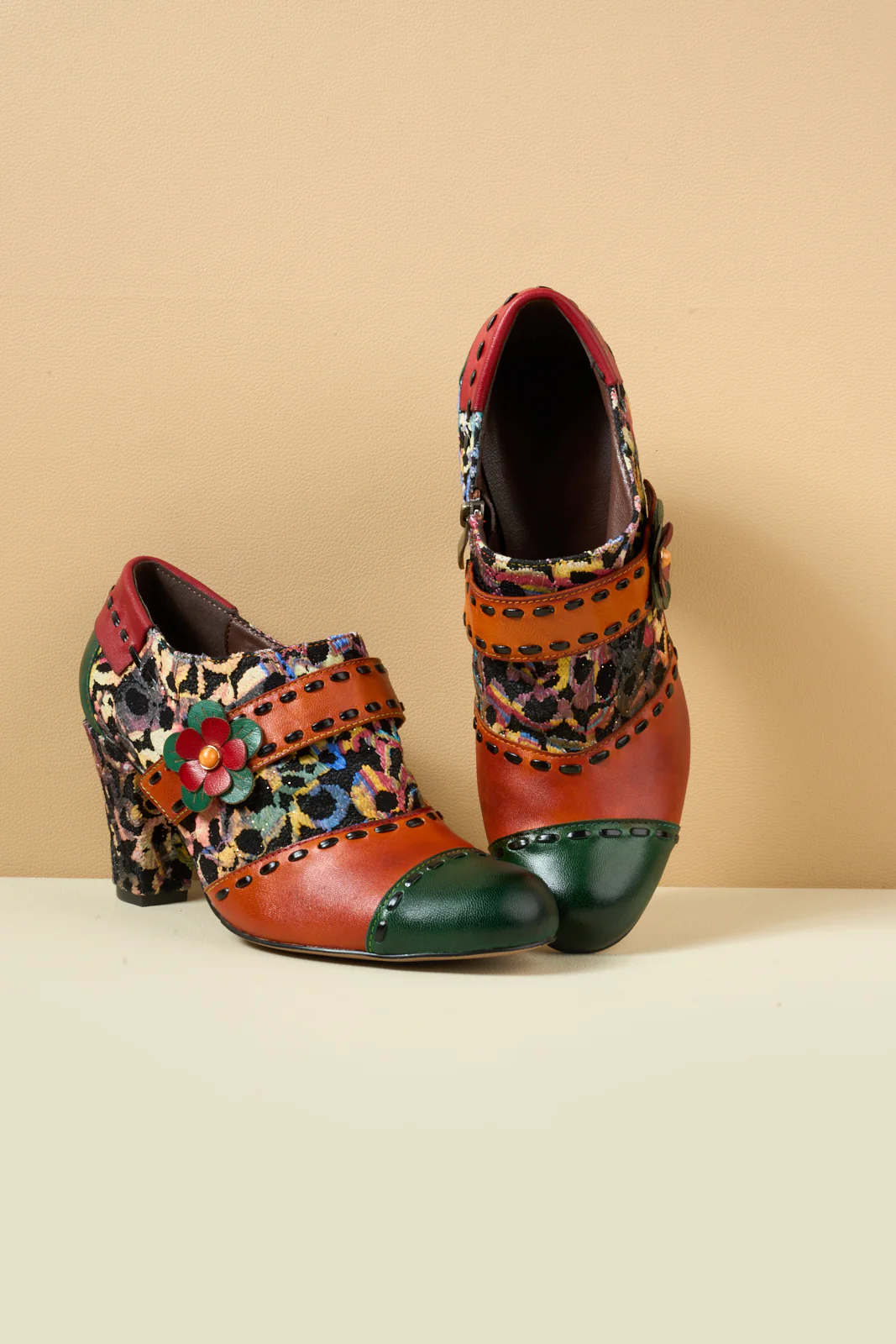 Soffia | Renay Canvas Jacquard Leather Pump Brogues - Image 10