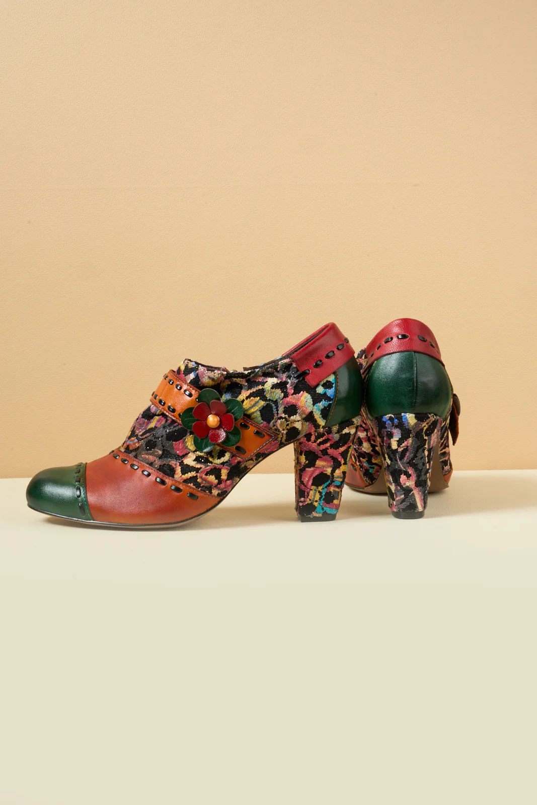 Soffia | Renay Canvas Jacquard Leather Pump Brogues - Image 11