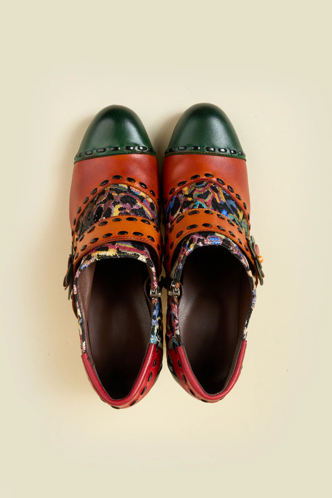 Soffia | Renay Canvas Jacquard Leather Pump Brogues - Image 12