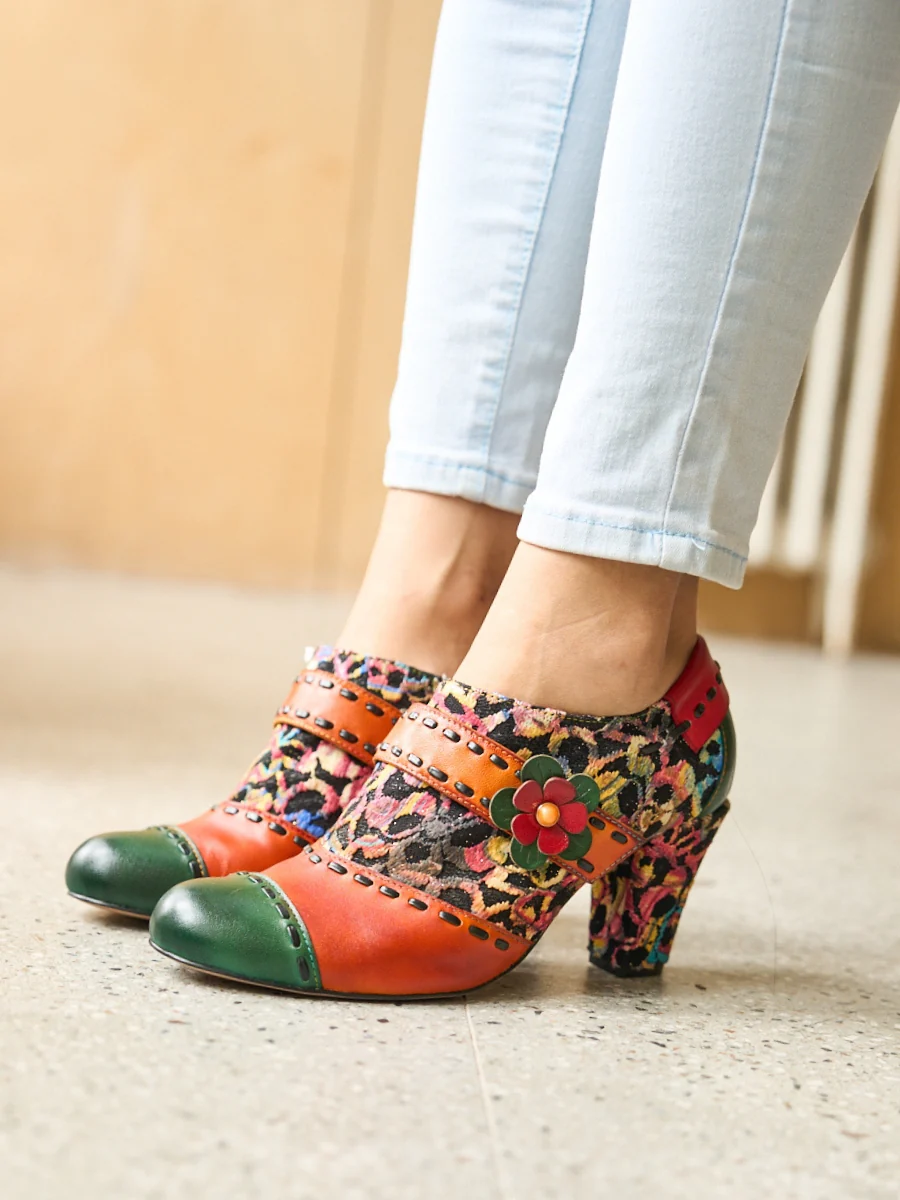 Soffia | Renay Canvas Jacquard Leather Pump Brogues - Image 2