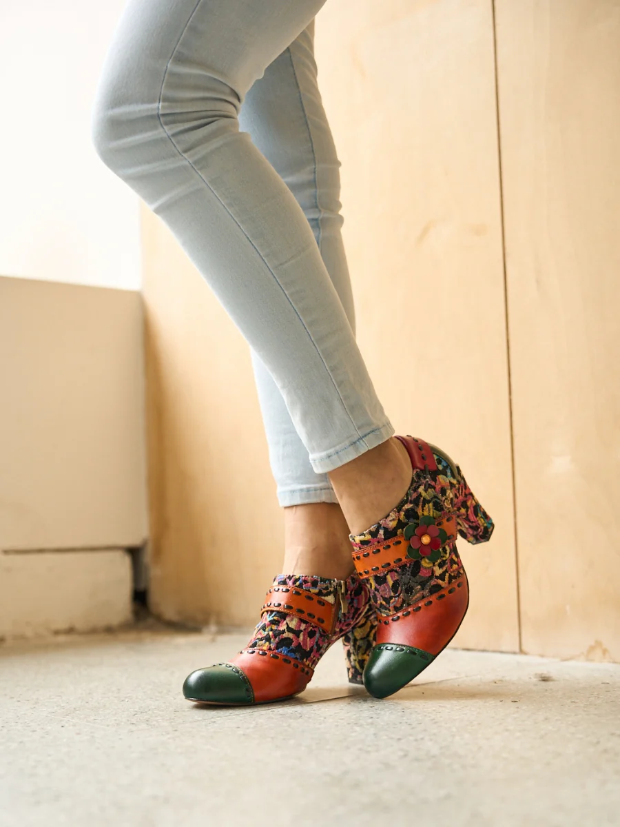 Soffia | Renay Canvas Jacquard Leather Pump Brogues - Image 3