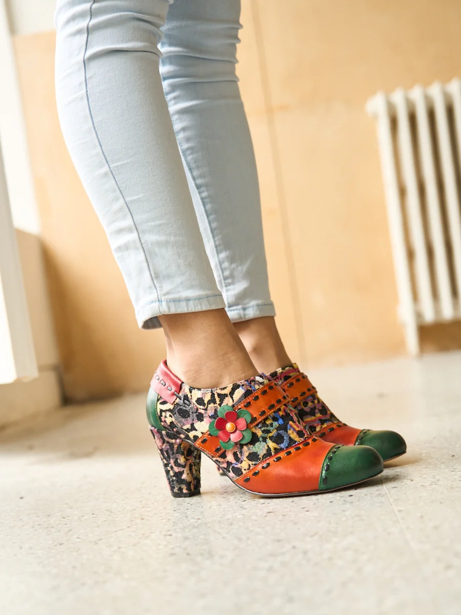 Soffia | Renay Canvas Jacquard Leather Pump Brogues - Image 4