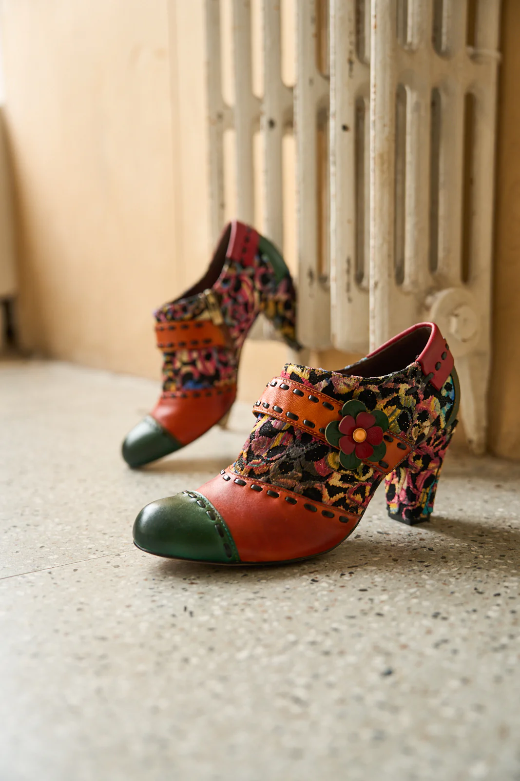 Soffia | Renay Canvas Jacquard Leather Pump Brogues - Image 7