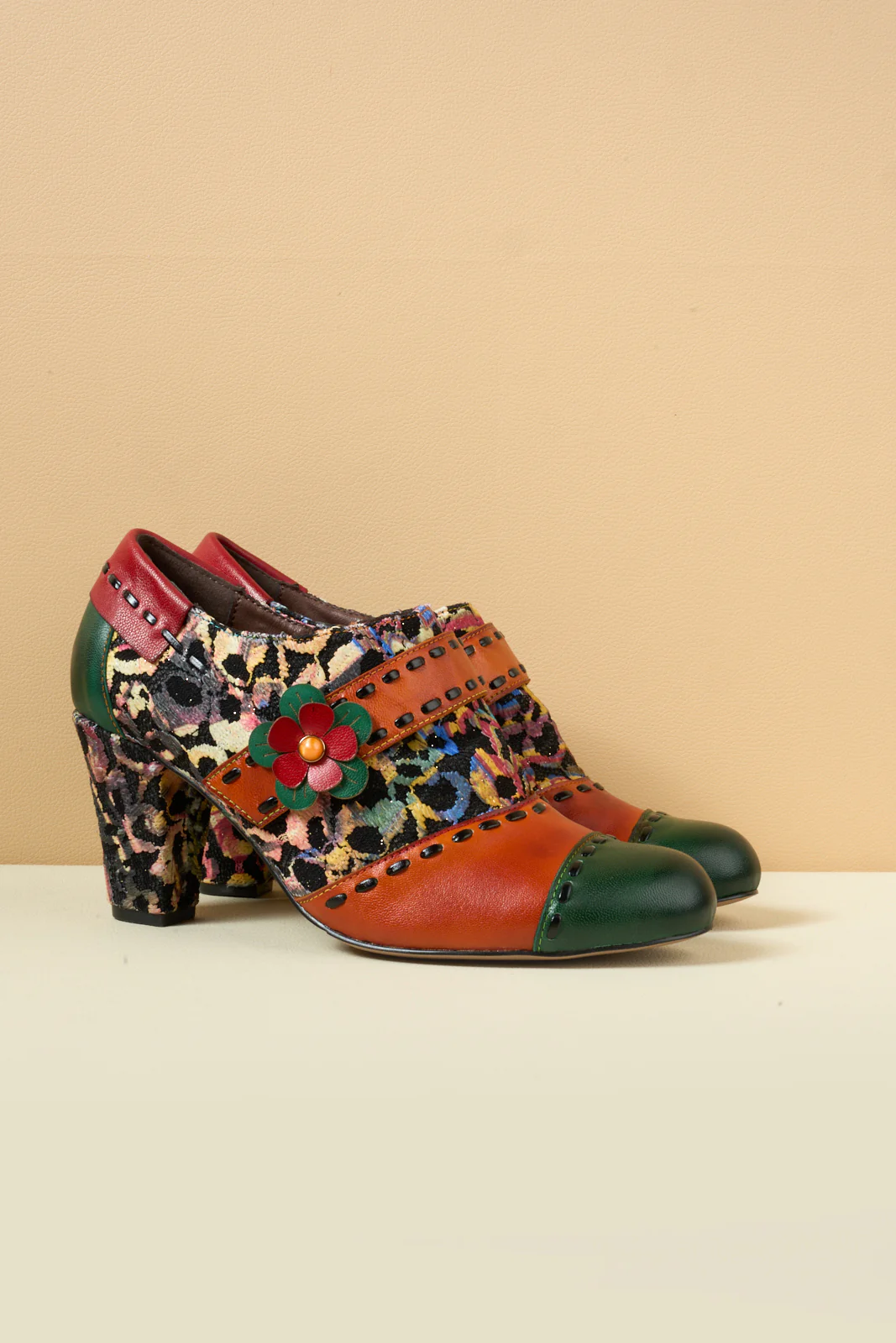 Soffia | Renay Canvas Jacquard Leather Pump Brogues - Image 9