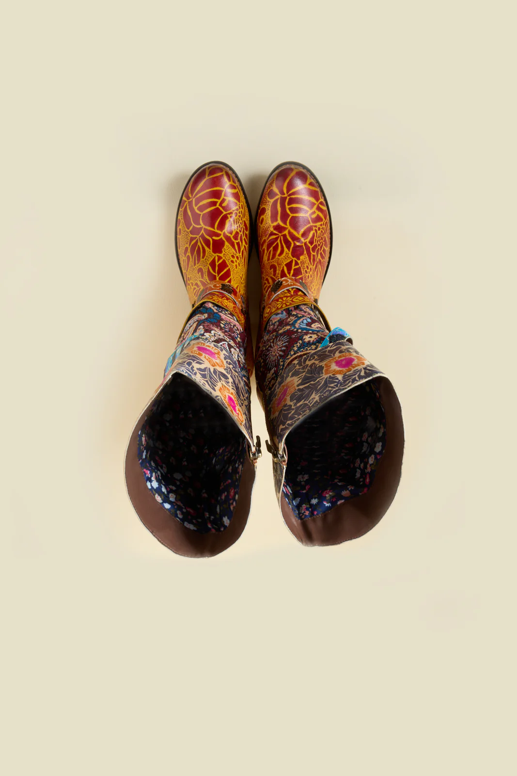 Soffia | Rheana Paisley Floral Jacquard Leather Knee-High Boots - Image 13
