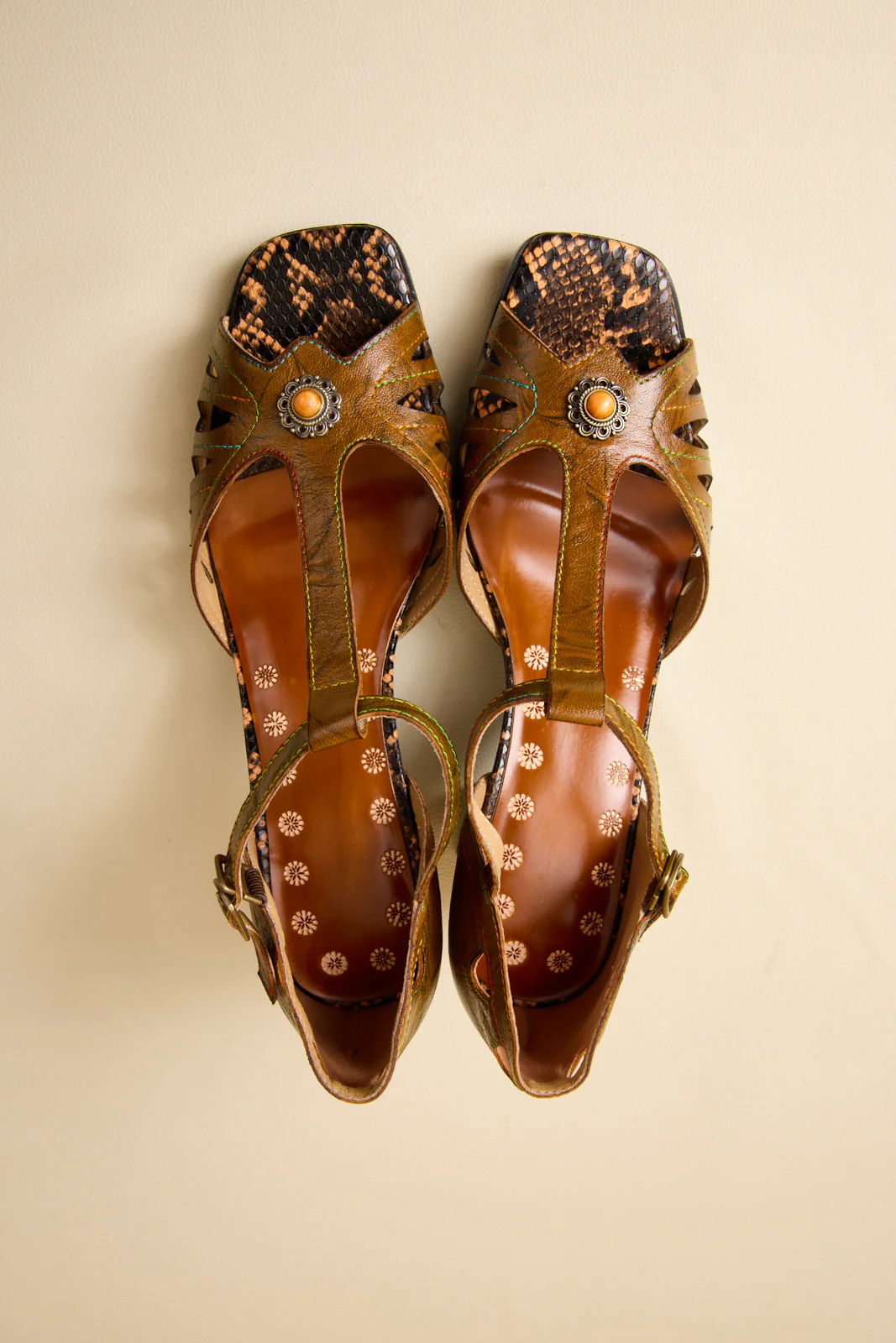 Soffia | Romancing You Crack Floral T-Strap Pump - Image 12