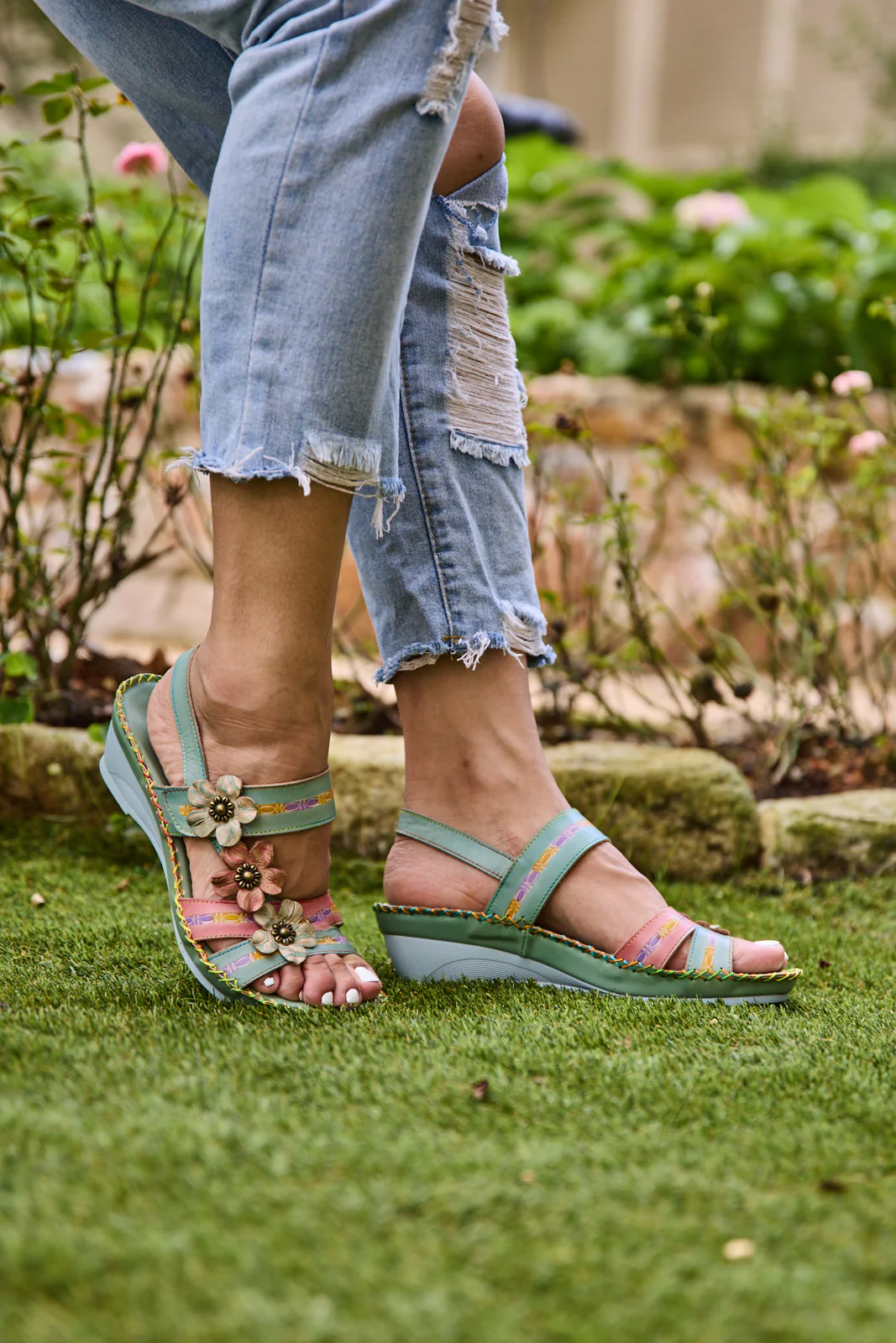 Soffia | Rosalie Floral Applique Slingback Sandals - Image 6