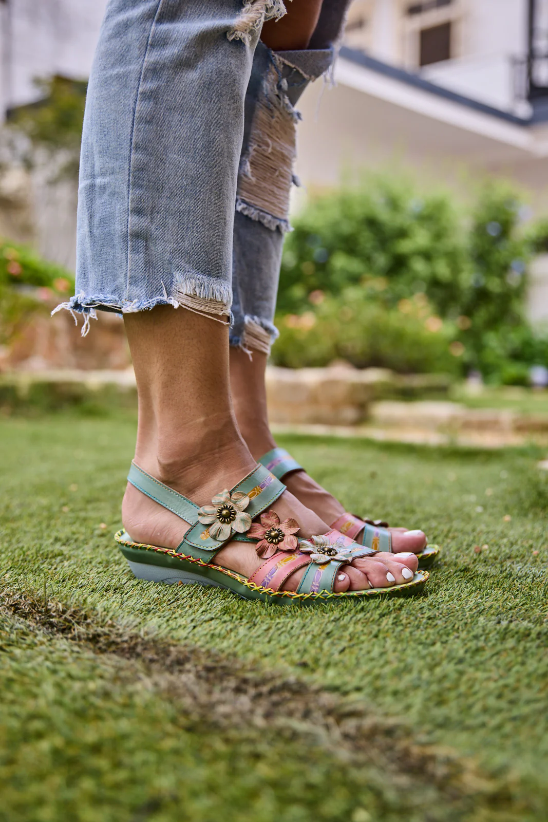 Soffia | Rosalie Floral Applique Slingback Sandals - Image 7