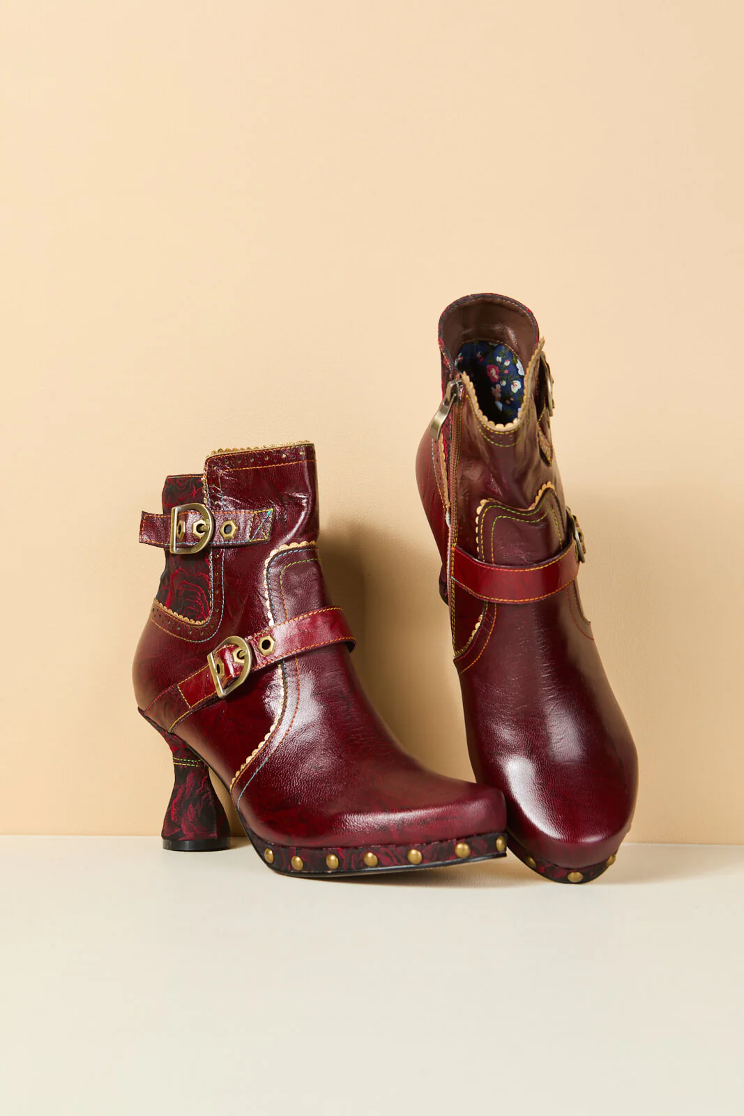 Soffia | Rosy Romance Leather Ankle Boots - Image 11