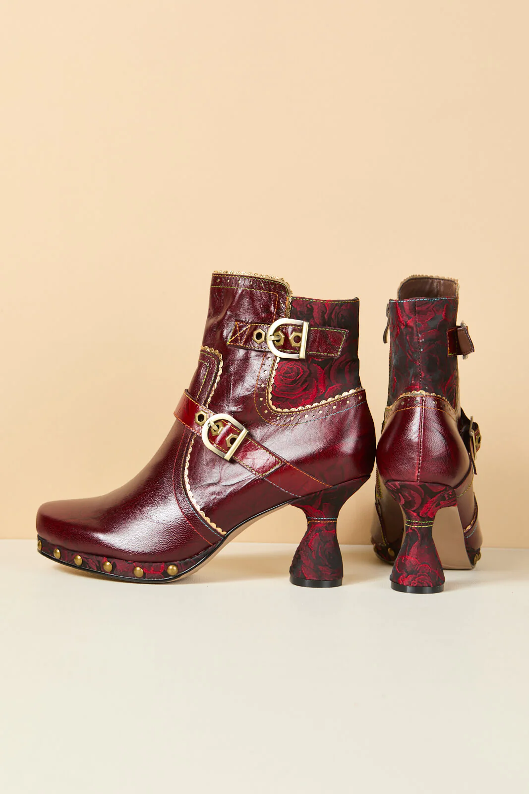 Soffia | Rosy Romance Leather Ankle Boots - Image 13