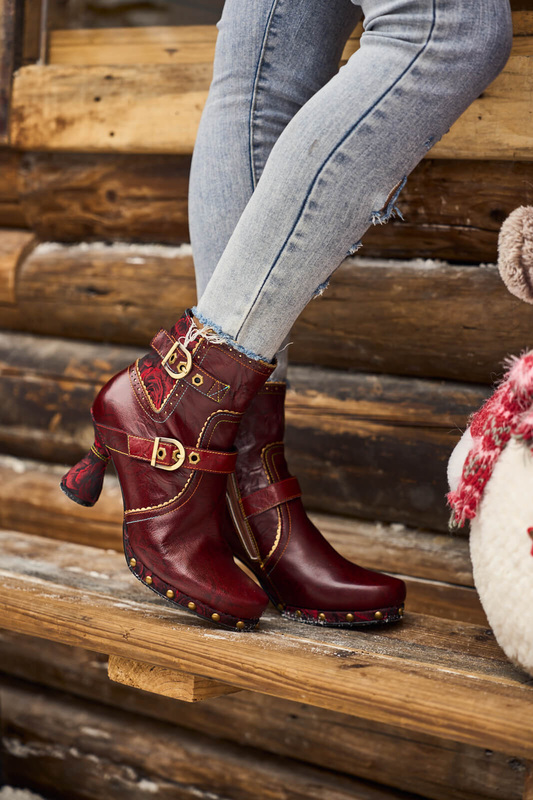Soffia | Rosy Romance Leather Ankle Boots - Image 3