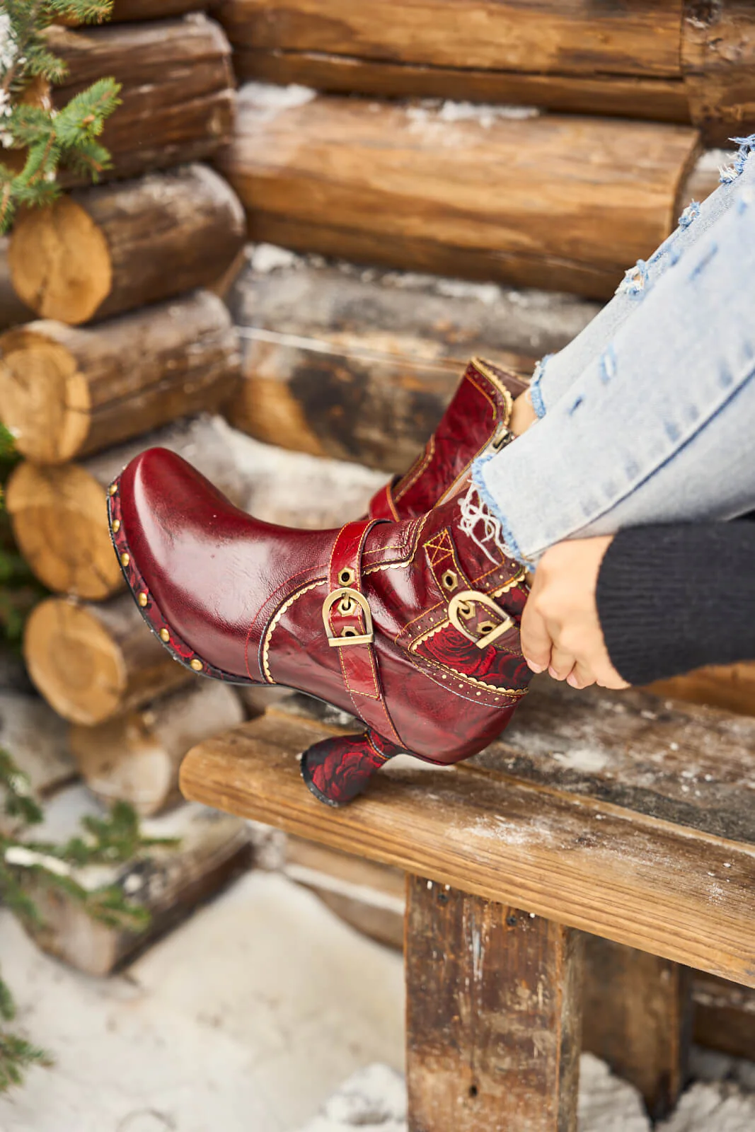 Soffia | Rosy Romance Leather Ankle Boots - Image 9