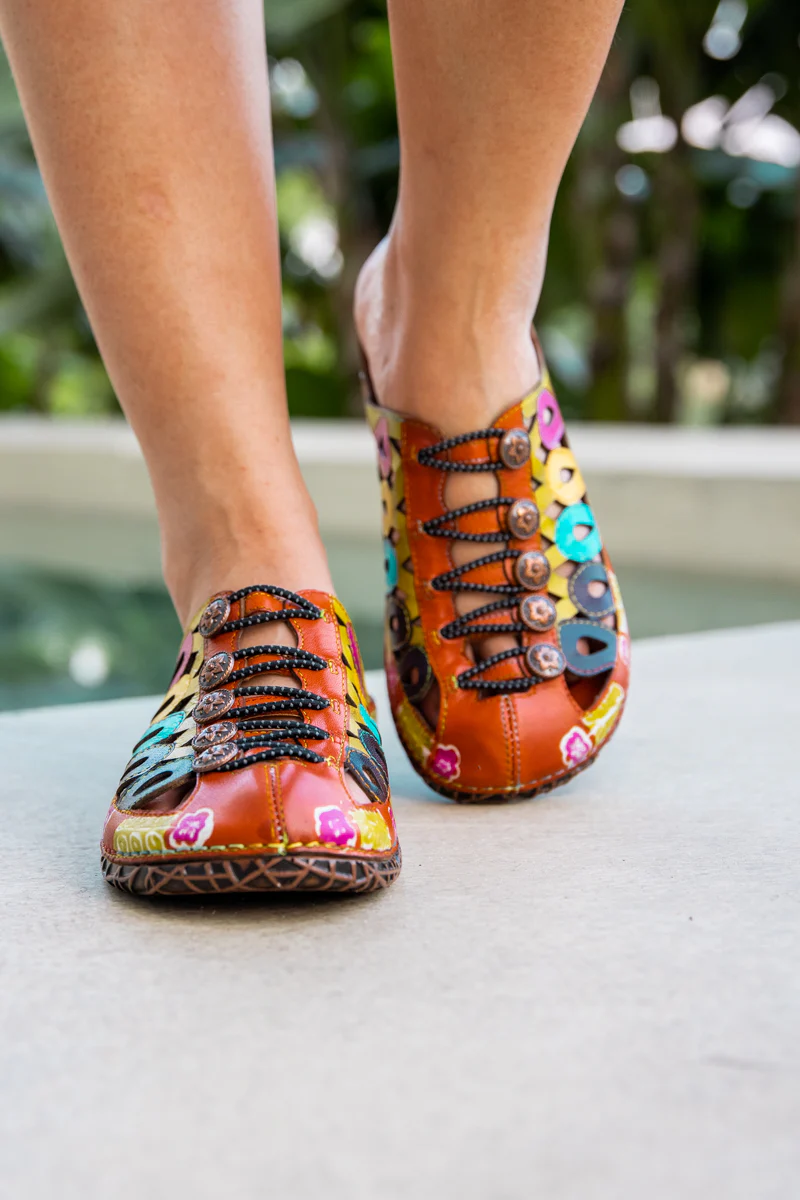 Soffia | Rowan Floral Embossed Leather Sandal - Image 5