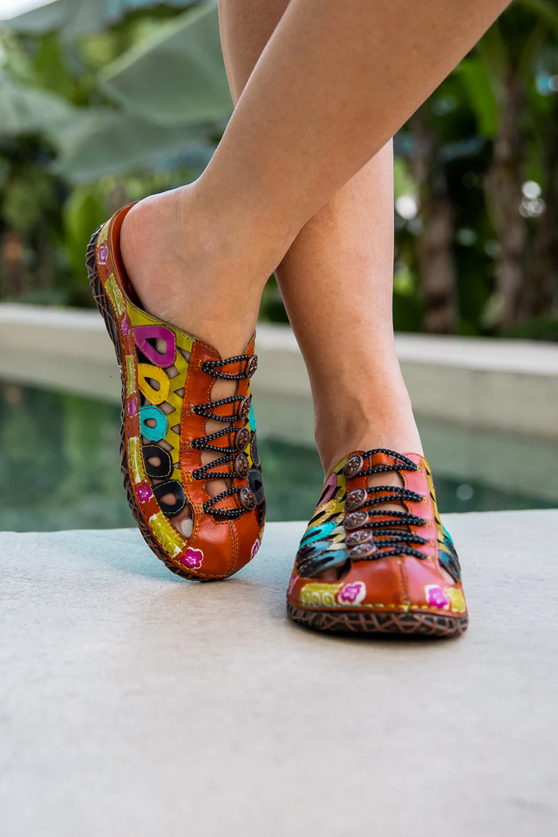 Soffia | Rowan Floral Embossed Leather Sandal - Image 6