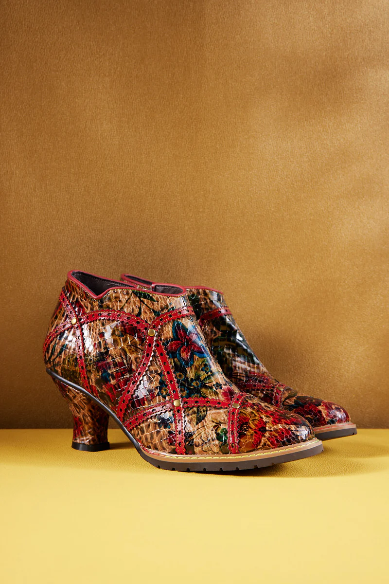 Soffia | Samara Croc Pattern Low Ankle Leather Boots - Image 10