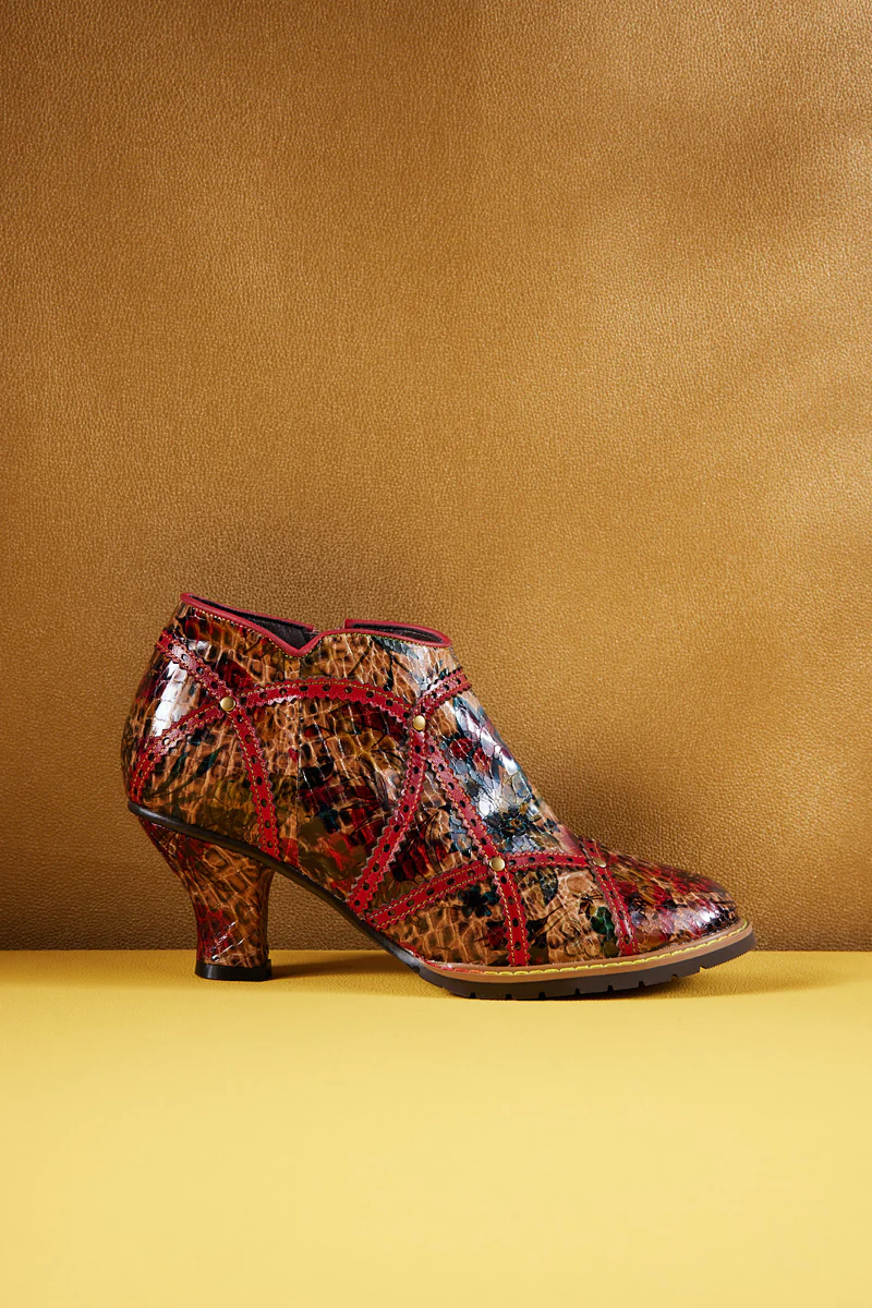 Soffia | Samara Croc Pattern Low Ankle Leather Boots - Image 11