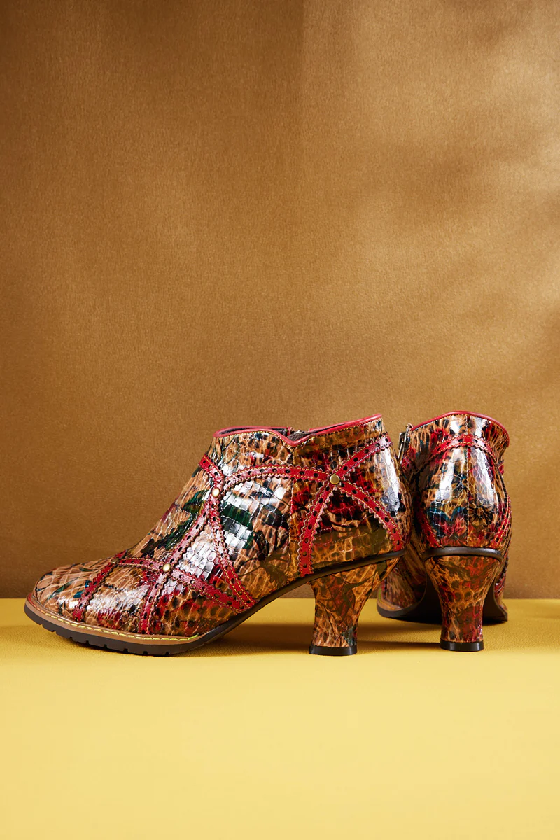 Soffia | Samara Croc Pattern Low Ankle Leather Boots - Image 12