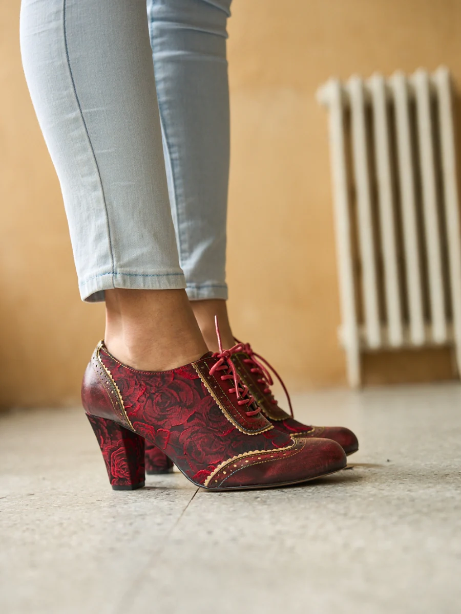 Soffia | Send Love Rose Jacquard Leather Oxford - Image 4