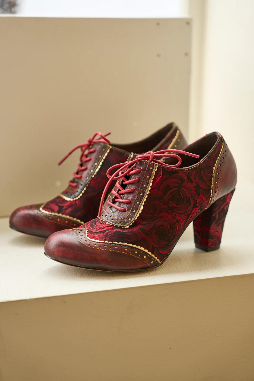 Soffia | Send Love Rose Jacquard Leather Oxford - Image 7