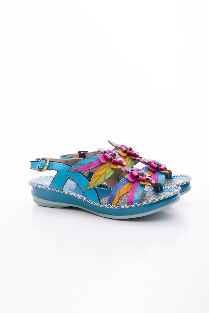 SOFFIA | SKYLAR BLOSSOM APPLIQUE LEATHER SLINGBACK SANDAL - Image 11